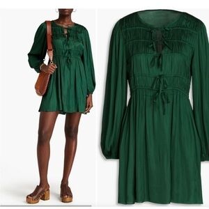 NWT Maje Dress Rinc Mini Front Tie in Satin Green